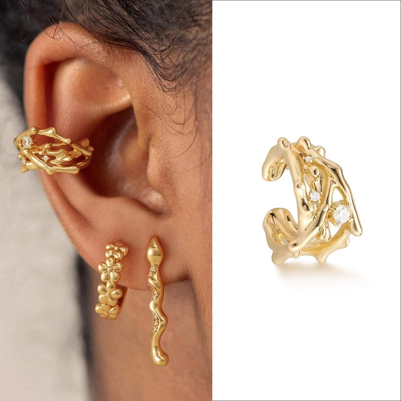 MYEARS Women Ear Cuff Earring Gold Non Pierced Ear Cartilage Clip on Wrap Hoop 14K Gold Filled Tiny Boho Beach Simple Minimalist Delicate Handmade Hypoallergenic Jewelry Gift-Sold as Single/Pair - Image 3